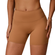 Khaki High-Waisted Seamless Compression Shorts