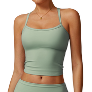 Green Strap Sando Crop Top