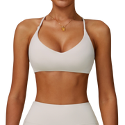 White Multi-Strap Crossback Sports Bra