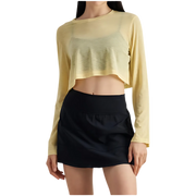 Sheer Cropped Long Sleeve Top