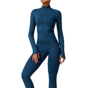 Zip-Up High-Neck Long Sleeve Active Top