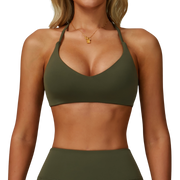 Dark Green Multi-Strap Crossback Sports Bra