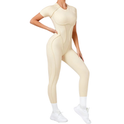 Short Sleeve Full Pants Stitch Jumpsuit