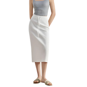 High-Waisted Midi Pencil Skirt with Back Slit