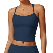 Navy Blue Strap Sando Crop Top