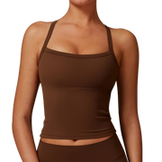 Brown Strap Sando Crop Top