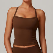 Brown Strap Sando Crop Top