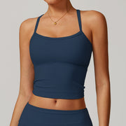 Navy Blue Strap Sando Crop Top