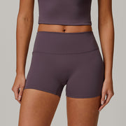 Plum Violet Seamless Contour V-Back Gym Shorts