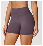 Plum Violet High-Waisted Contour Seamless Workout Shorts