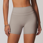 Almond High-Waisted Contour Seamless Workout Shorts