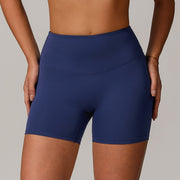 Blue High-Waisted Seamless Compression Shorts