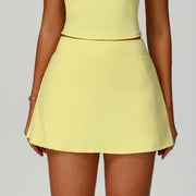 Yellow Tennis Skirt with Inner Shorts and Side Pockets