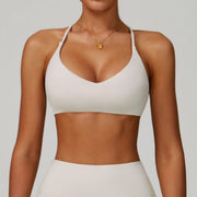 White Multi-Strap Crossback Sports Bra