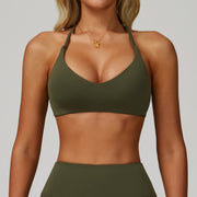 Dark Green Multi-Strap Crossback Sports Bra