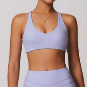 White Twist Crossback U-Neck Sports Bra