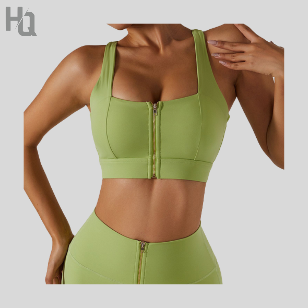 HQ- FlexiFit Workout Bra with Zip-Up Details – HQ Sportwear