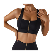 HQ- FlexiFit Workout Bra with Zip-Up Details