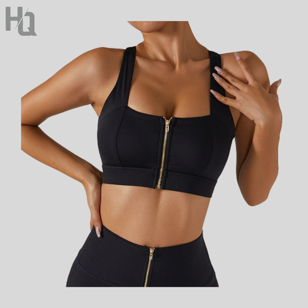 HQ- FlexiFit Workout Bra with Zip-Up Details – HQ Sportwear