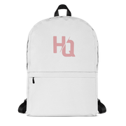 White Backpack with pink HQ logo